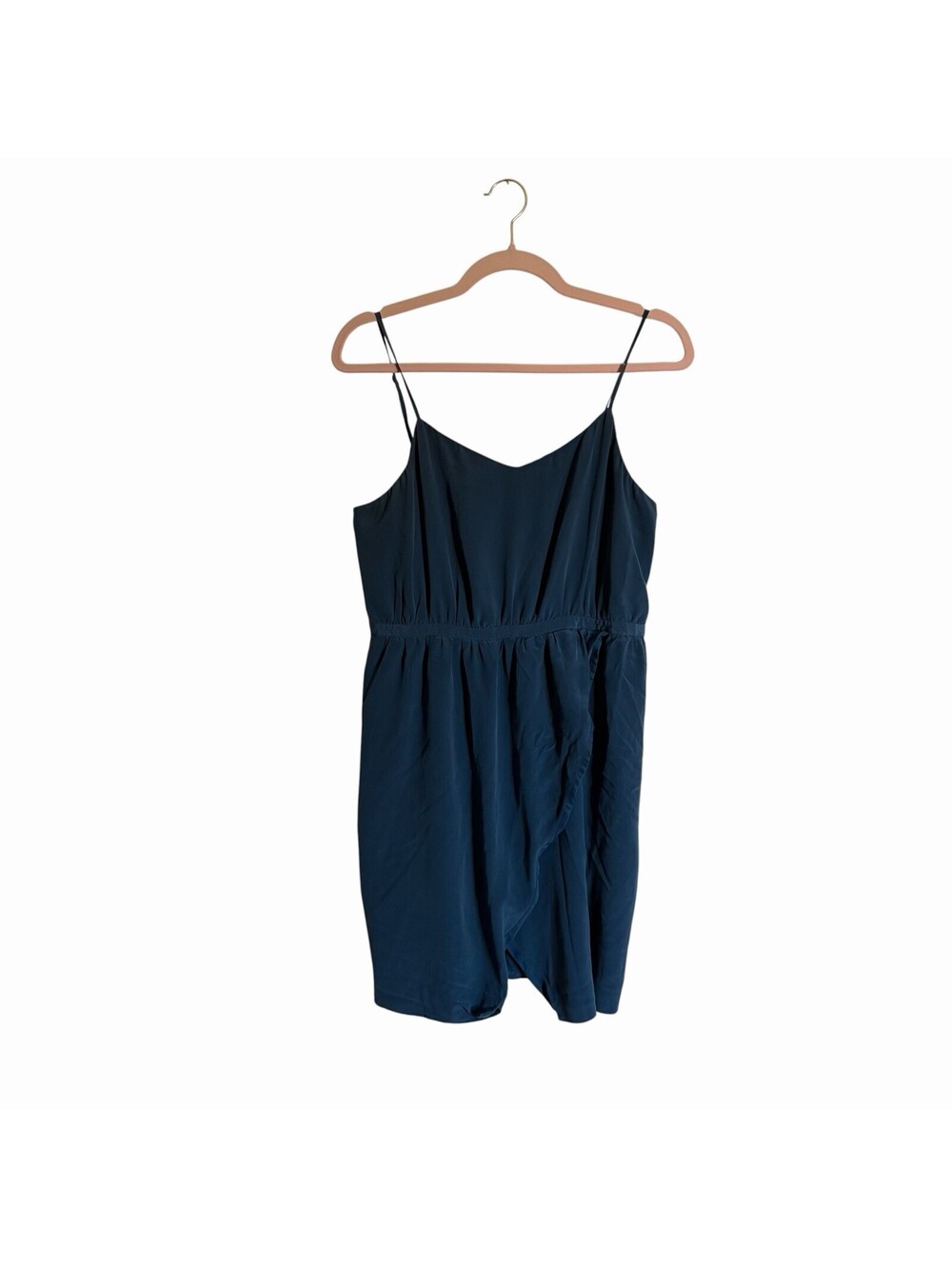 Madewell Blue Silk Satin Slip Dress V-Neck Short Lined Strappy 10 F2136